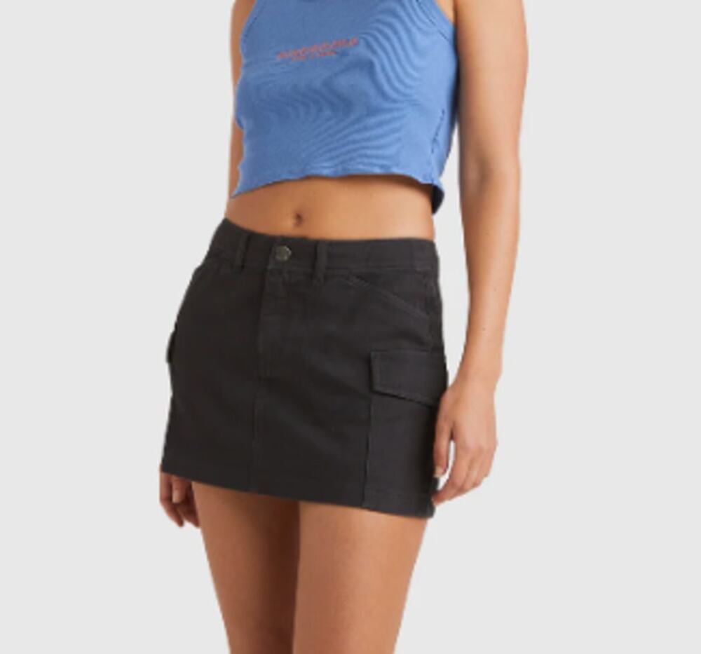 Billabong Washed Black Hilary Cargo Denim Skirt Y2K Medium waist 15"